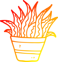 planta de desenho animado de desenho de linha de gradiente quente png