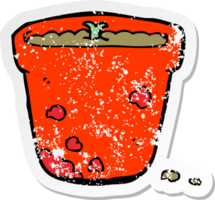 adesivo retrô angustiado de um vaso de flores de desenho animado png