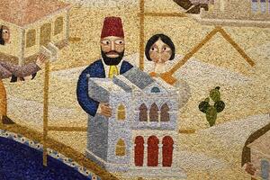 1 cerámico mármol mosaico. hormigón productos cubierto con pequeño cerámico losas foto