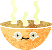 retro illustration stil tecknad skål med varm soppa png