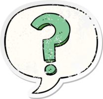 cartoon question mark and speech bubble distressed sticker png