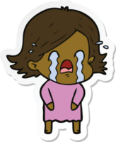 sticker of a cartoon woman crying png