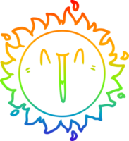 rainbow gradient line drawing happy cartoon sun png