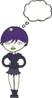 cartoon pretty vampire girl with thought bubble png