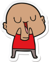 sticker of a happy cartoon bald man png