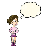 cartoon girl talking with thought bubble png