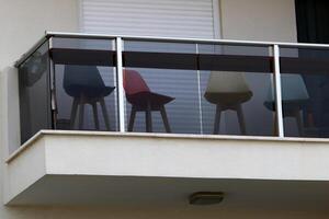 Balcony, close-up, as an architectural detail during housing construction in Israel photo