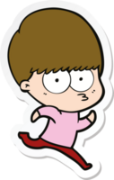 sticker of a nervous cartoon boy png