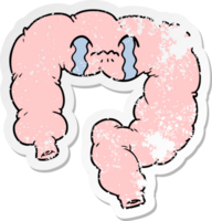 distressed sticker of a cartoon colon png