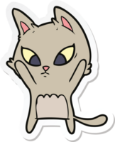 sticker of a confused cartoon cat png