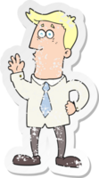 retro distressed sticker of a cartoon businessman png