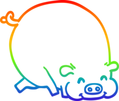 rainbow gradient line drawing cartoon fat pig png