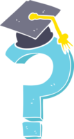 flat color illustration of a cartoon graduation cap on question mark png