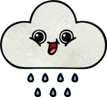 nube de lluvia de dibujos animados de textura grunge retro png