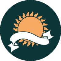 icon with banner of a sun png