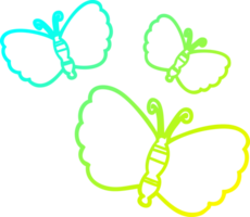 cold gradient line drawing cartoon butterflies png