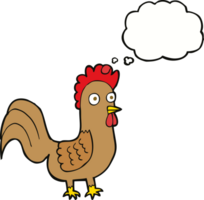 cartoon rooster with thought bubble png