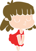 femme indifférente de dessin animé de style plat couleur png