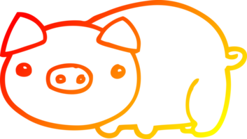 warm gradient line drawing cartoon pig png