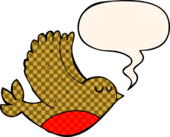 Cartoon fliegender Vogel und Sprechblase im Comic-Stil png