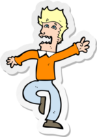 sticker van een cartoonman in paniek png