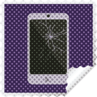 cracked screen cell phone graphic png illustration square sticker stamp