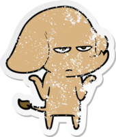 distressed sticker of a annoyed cartoon elephant png