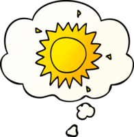 cartoon sun and thought bubble in smooth gradient style png