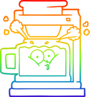 dessin de ligne de gradient arc-en-ciel fumant une cafetière chaude png