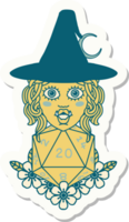 half orc witch with natural twenty dice roll sticker png