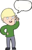 cartoon boy with idea with speech bubble png