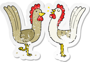 distressed sticker of a cartoon chickens png