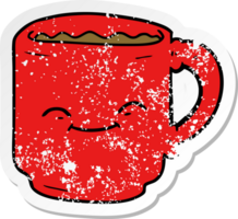 pegatina angustiada de una taza de café de dibujos animados png