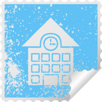 distressed square peeling sticker symbol town house png