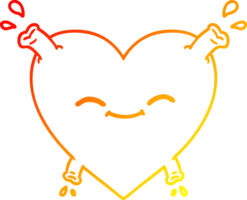 warm gradient line drawing cartoon happy heart png