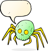 araña de calavera de halloween espeluznante de dibujos animados con burbujas de discurso png