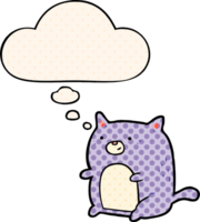 cartoon cat and thought bubble in comic book style png