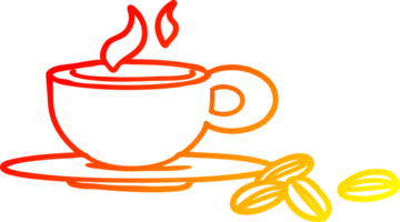 warm gradient line drawing a lovely cup of coffee png