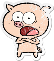 vinheta angustiada de um porco de desenho animado gritando png