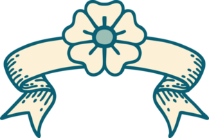 tattoo with banner of a flower png