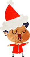 rindo desenho retrô de um homem usando chapéu de Papai Noel png