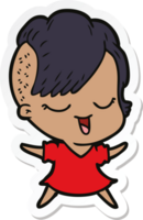 sticker of a happy cartoon girl png