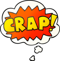 cartoon word Crap and thought bubble in smooth gradient style png