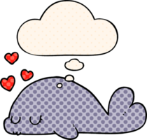 cute cartoon dolphin and thought bubble in comic book style png