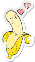 distressed sticker of a cartoon banana in love png