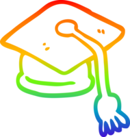 rainbow gradient line drawing cartoon graduation hat png