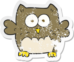 retro distressed sticker of a cartoon owl png