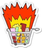 sticker of a cartoon shopping trolley png