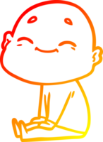 warm gradient line drawing happy cartoon bald man png