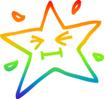 rainbow gradient line drawing funny cartoon star png